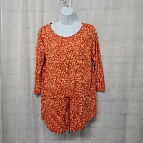 Lauren Ralph Lauren Orange Geometric Peasant Blouse Boho Prairie L - Picture 12 of 12